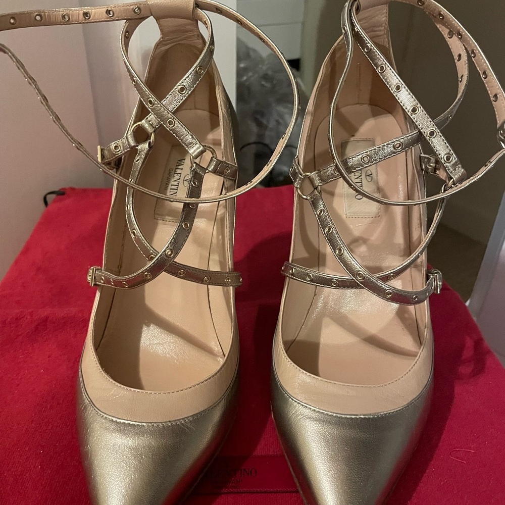 Valentino gold pumps